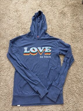Blue 'Love Be Hippy' Lightweight Hoodie